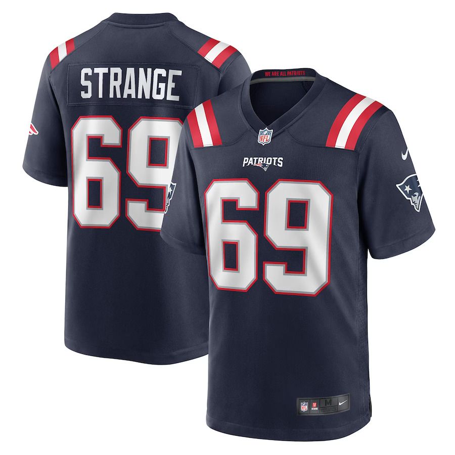 Men New England Patriots 69 Cole Strange Nike Navy Player Game NFL Jersey